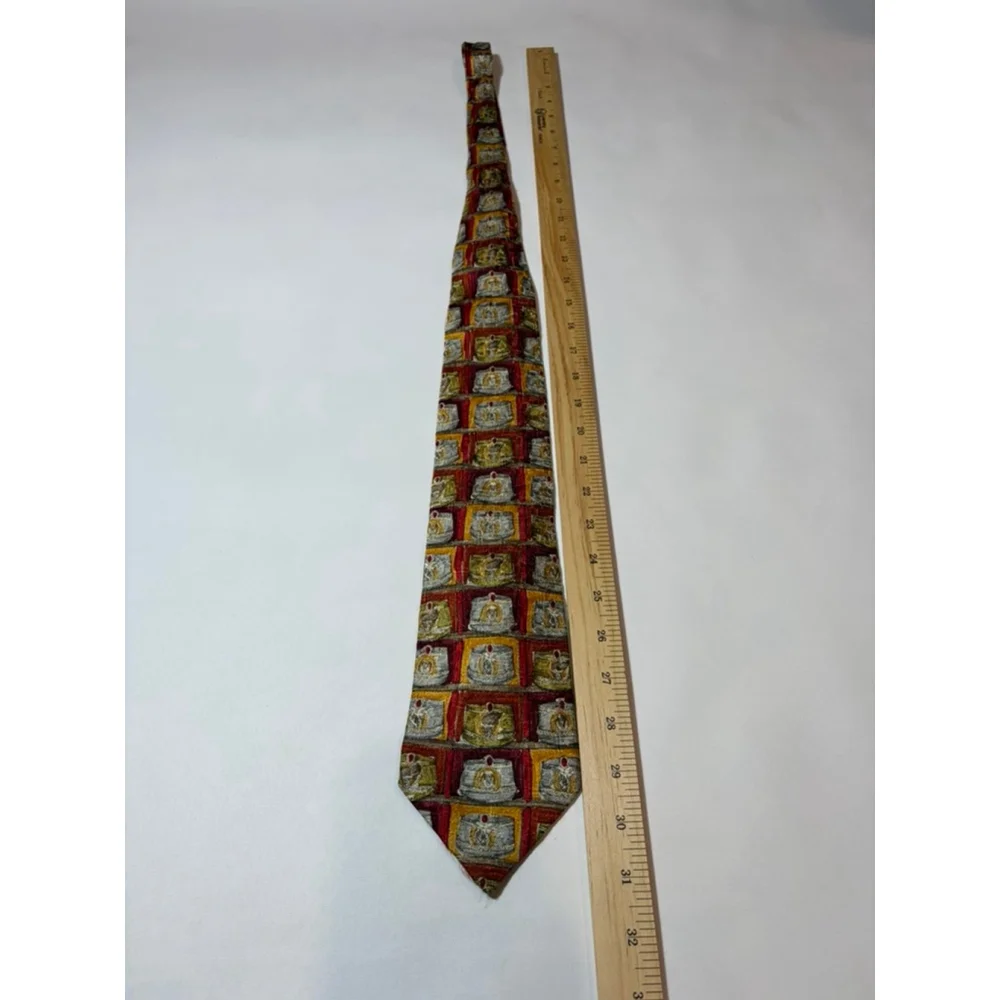 Ermenegildo Zegna Silk Tie Italy Multicolor Medallion Print Luxury Designer
